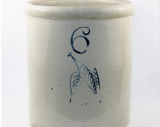 Antique 1890s Union Stoneware Company Six Gallon Crock, Red Wing Pottery
