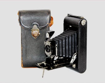 Antique 1920s Kodak Camera, No. 2C Pocket Folding Camera with Carry Case