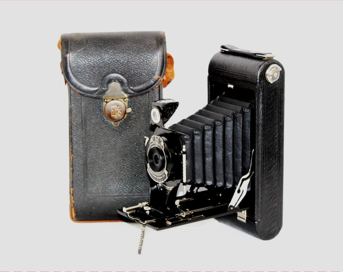 Antique 1920s Kodak Camera, No. 2C Pocket Folding Camera with Carry Case