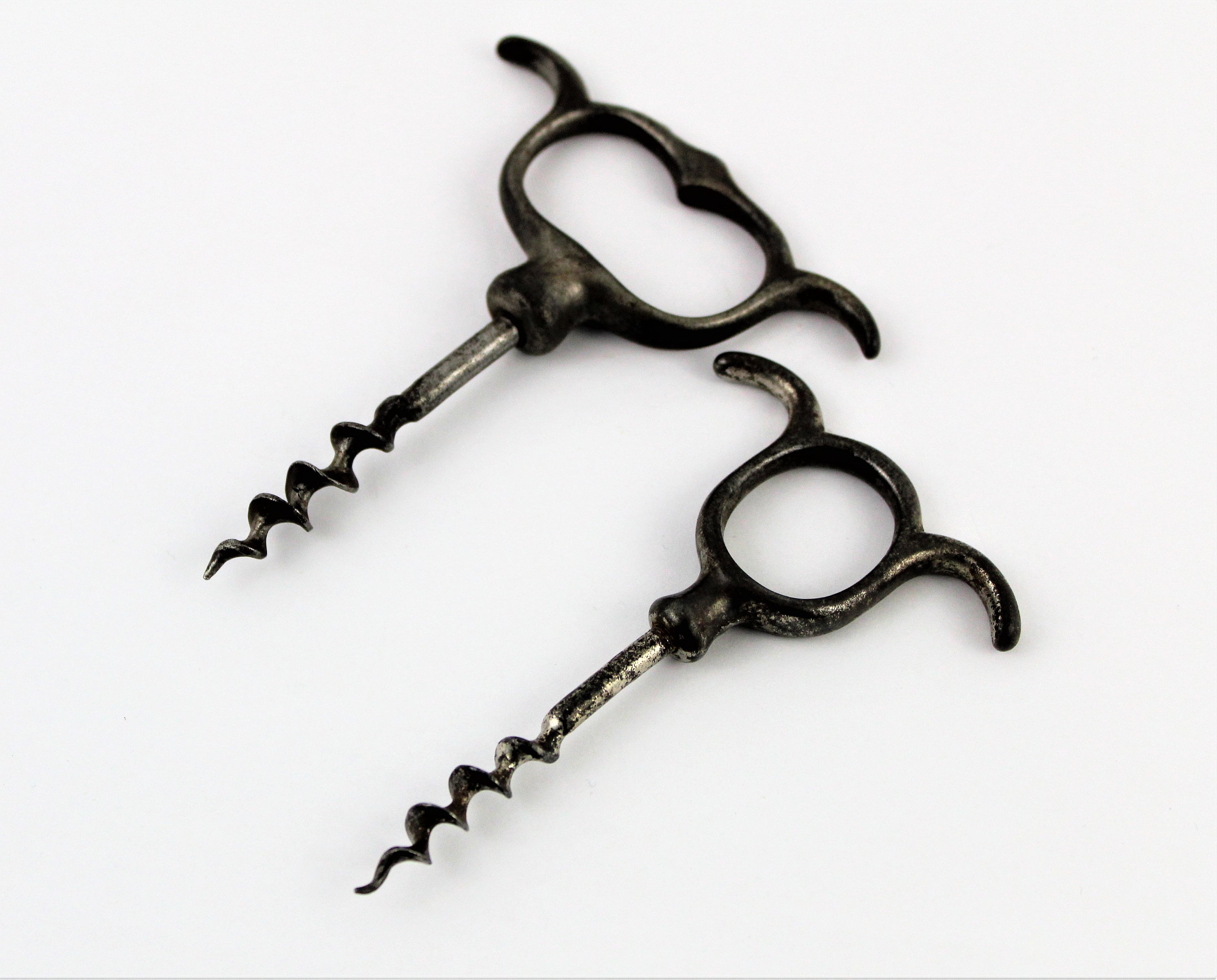 Antique Corkscrews, Pair of Steel Corkscrews, Three Finger and Four
