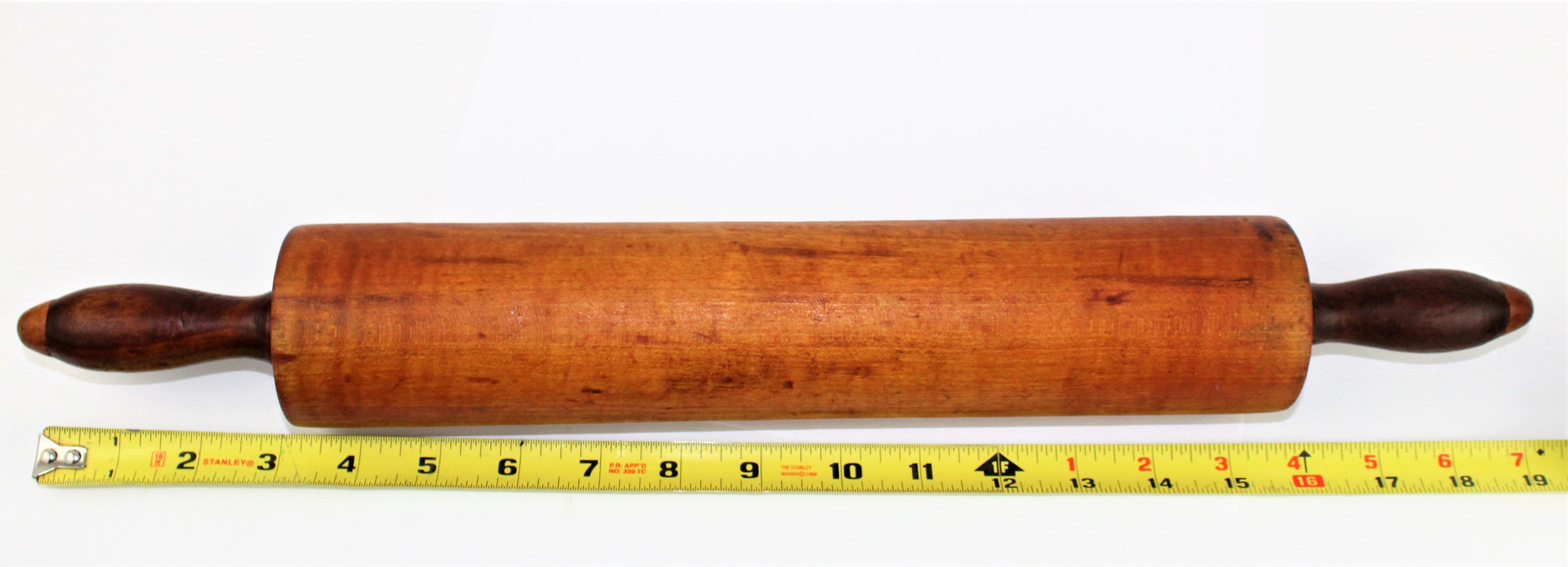 Vintage Wood Rolling Pin, TwoTone Hardwood, Bakers Rolling Pin
