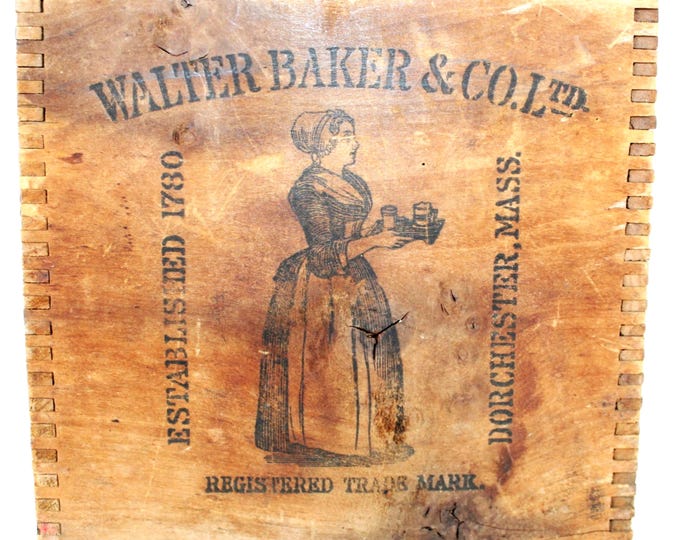 Antique 1900, Walter Baker Chocolate Wood Shipping Crate