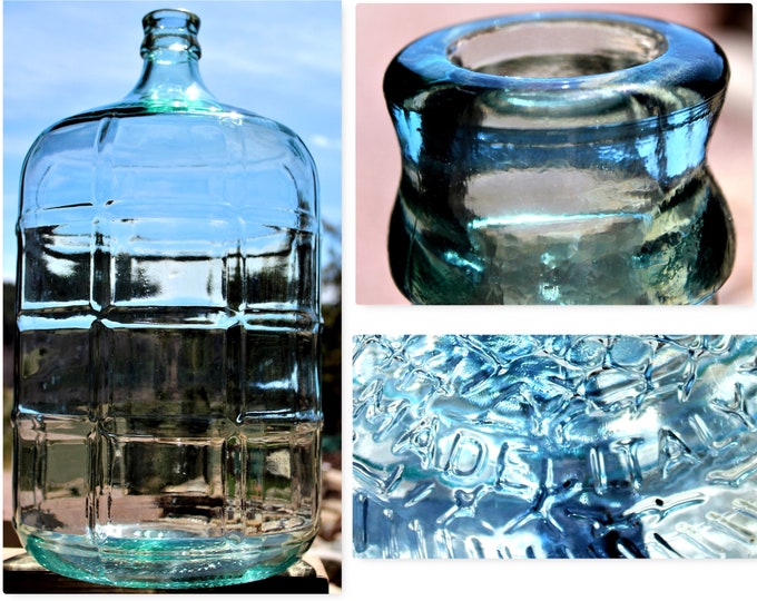 Vintage Italian Aqua Blue Glass Carboy, Italian Glass