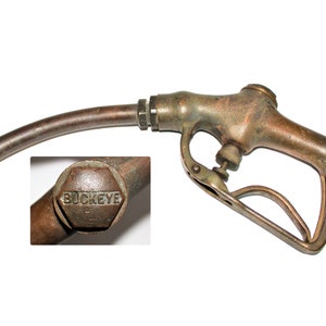 Buckeye Gas Pump Nozzle / Brass Pump Handle / Gas Station Memorabilia /  1940s Petroliana 