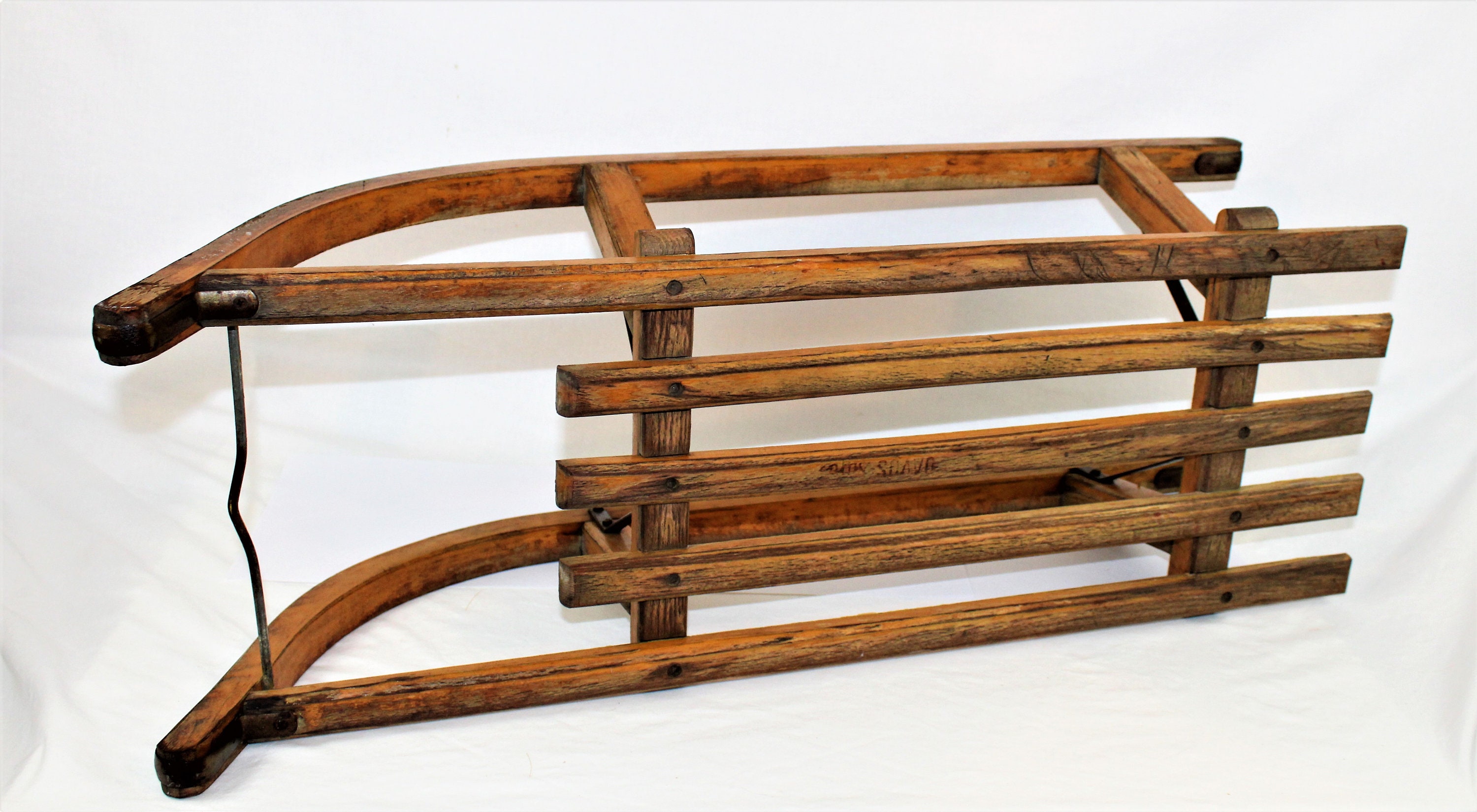 Vintage Davos Sledge / Wood Snow Sled / Front Porch Decor Vintage Davos Sledge / Wood Snow Sled / Front Porch Decor
