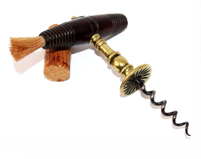 Antique 1800s English Henshall Style Button Corkscrew, Wine Bottle Opener