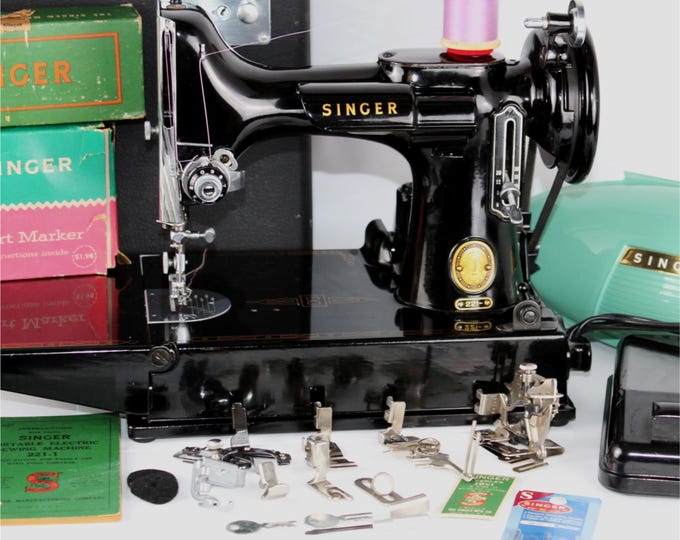 Vintage 1954 Singer 221 Featherweight Sewing Machine: Serviced, Cleaned, with Carrying Case