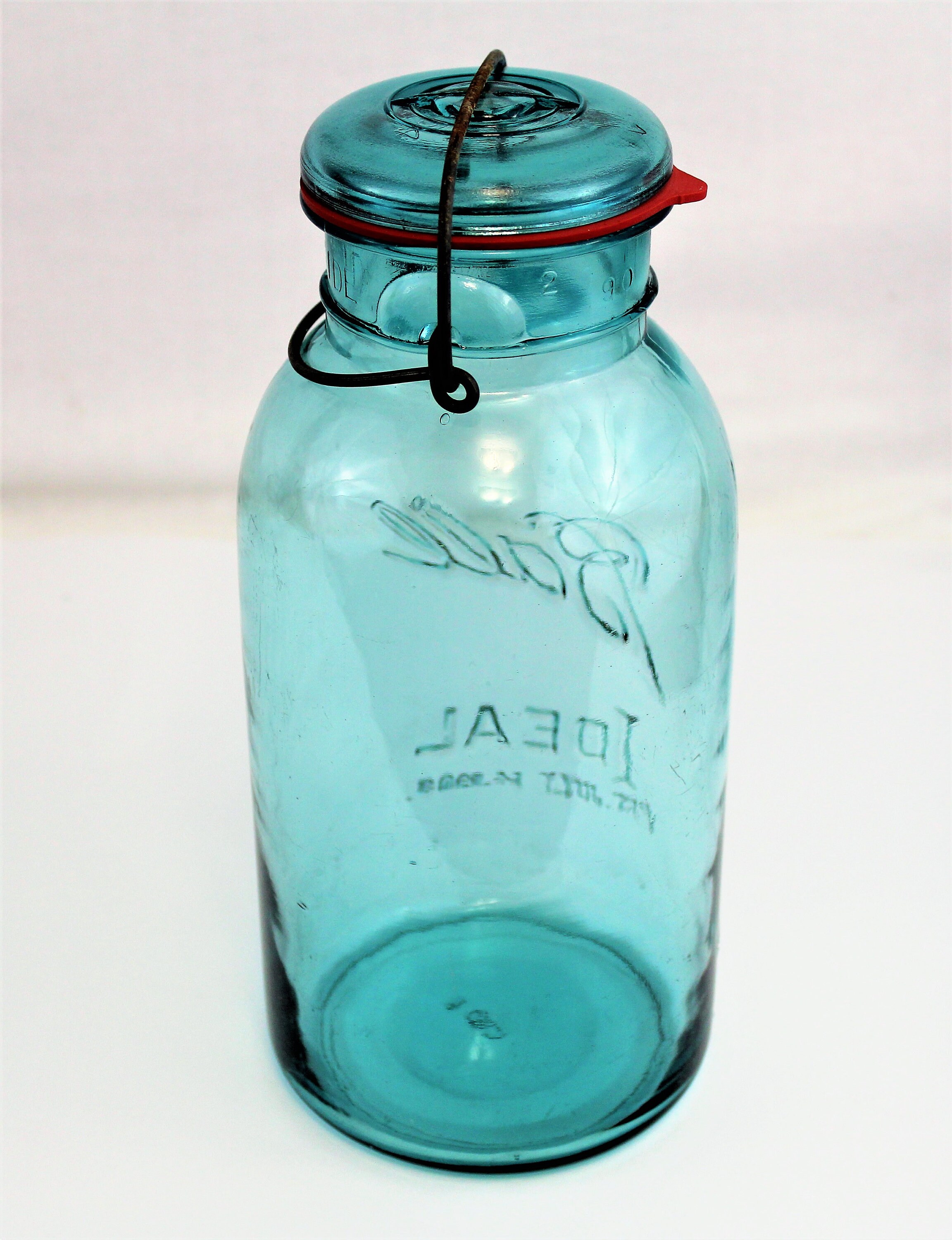Vintage Half Gallon Jar / Blue Glass Jar / Canning Jar / Farm House Decor