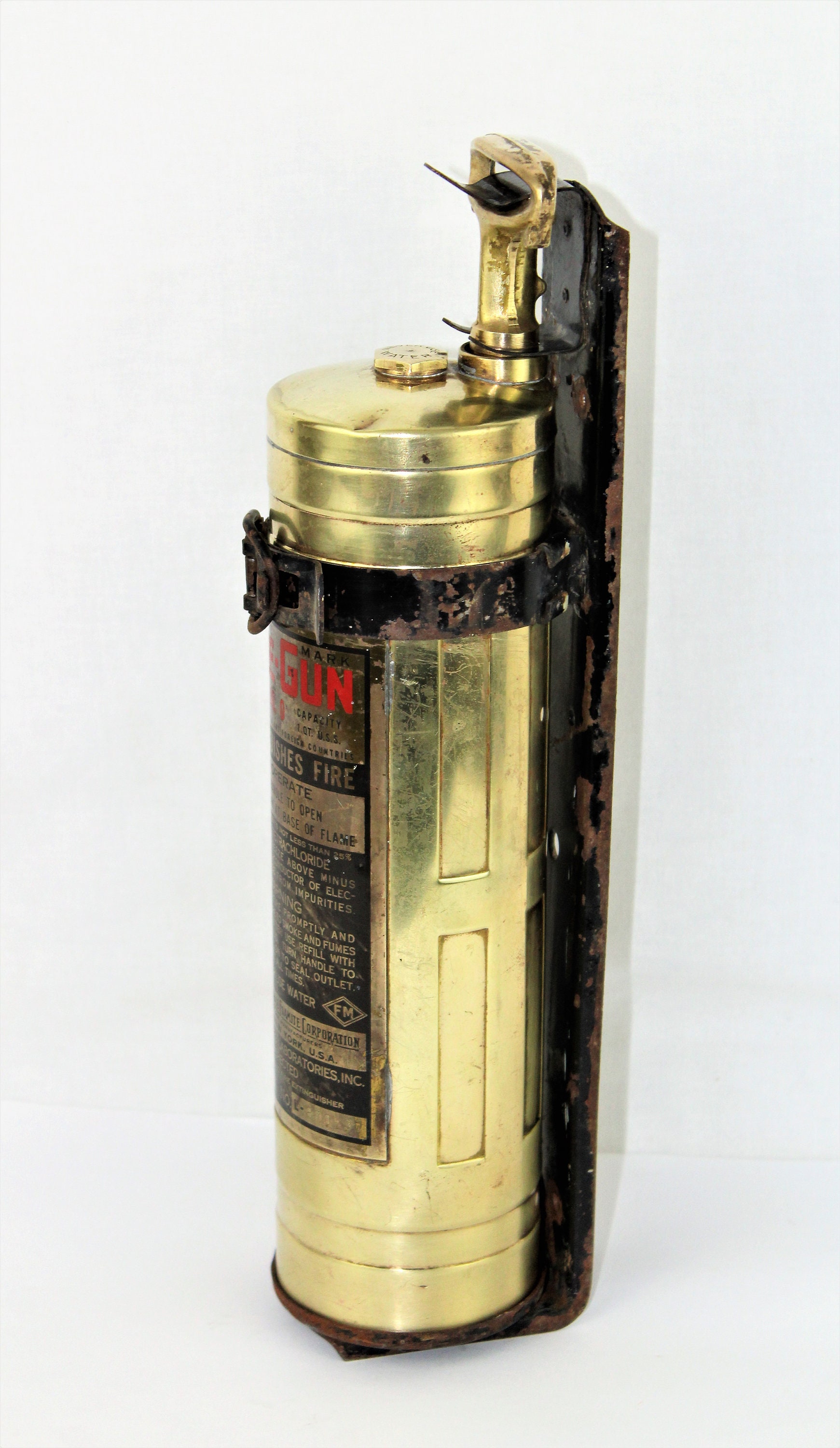 Fire Gun No. 2 Brass Fire Extinguisher 1 1/2 Quart Vintage Hand Fire