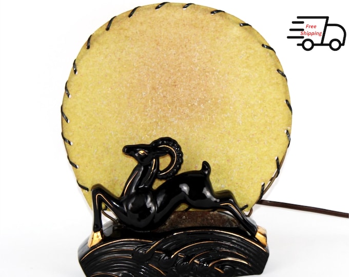 Mid-Century 1950s TV Accent Lamp: Elegant Gazelle with Fiberglass Filter Shade, Retro Home Decor