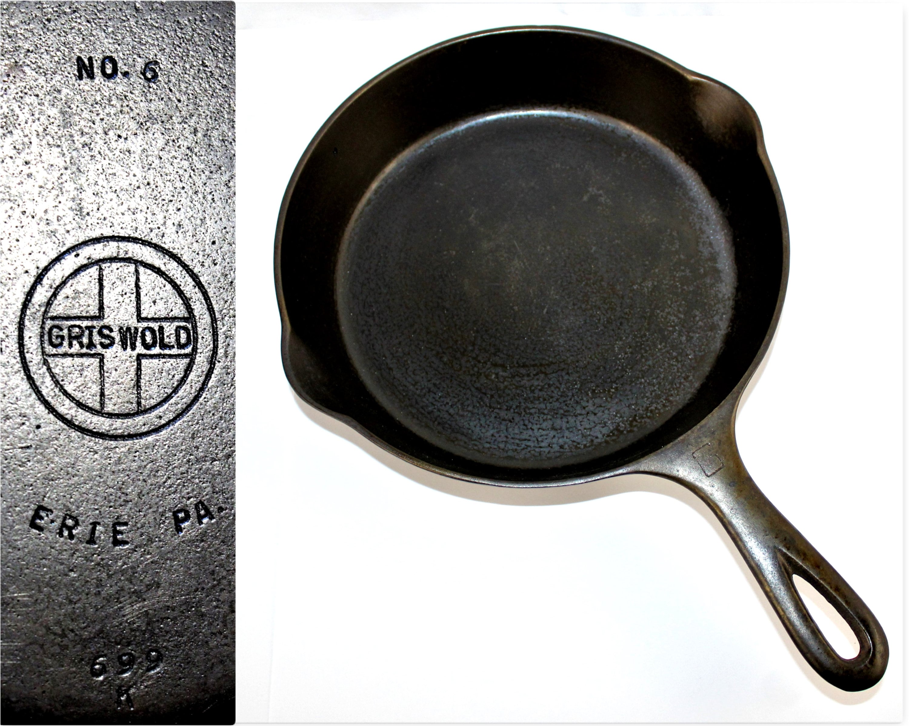 Cast Iron Cookware Griswold Erie PA USA #699 No 6 Skillet #24