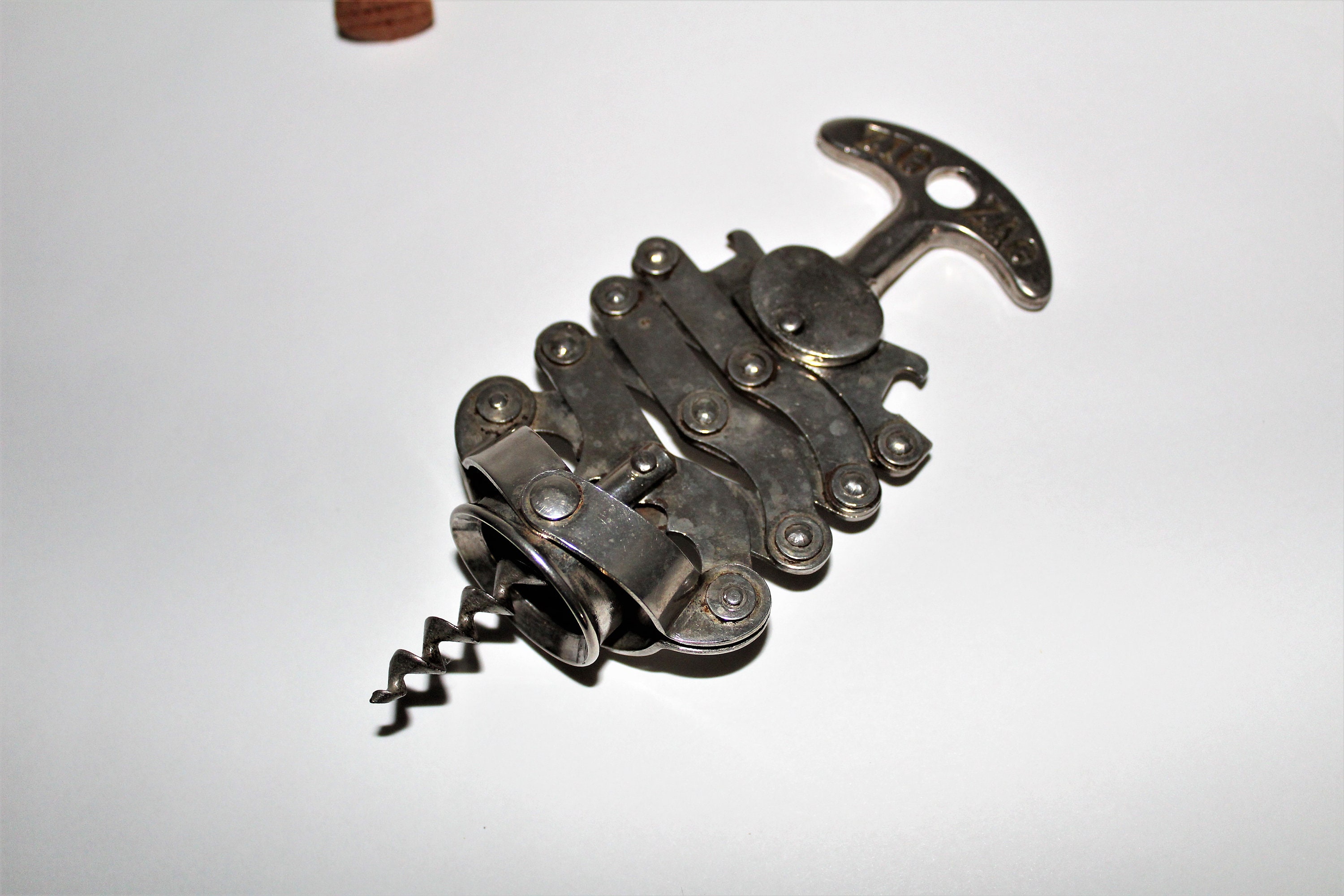 Vintage Corkscrew, French Zig Zag Concertina Corkscrew, Wine Opener