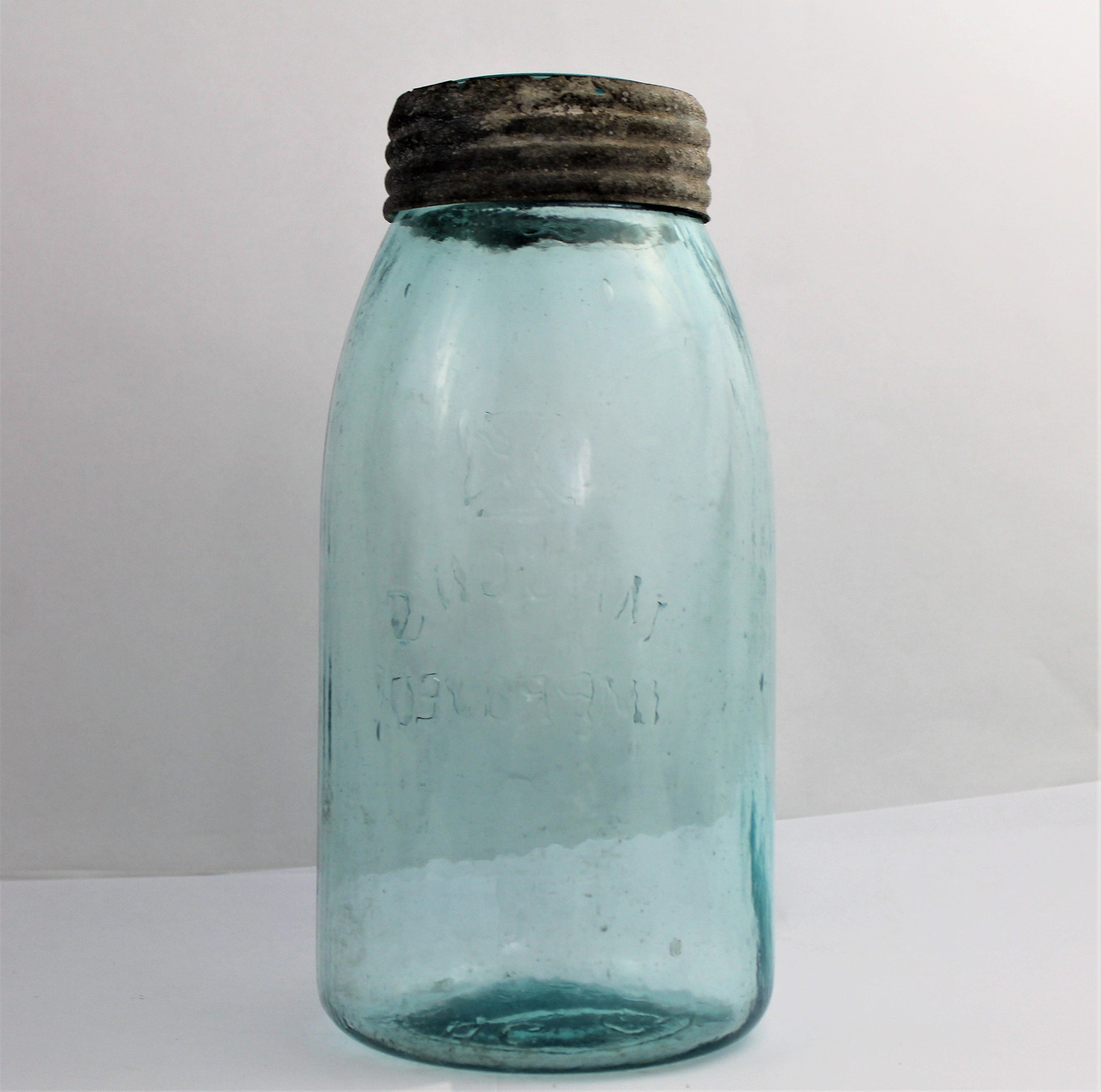Antique Fruit Jar / Masons Improved Fruit Jar / Half Gallon Jar