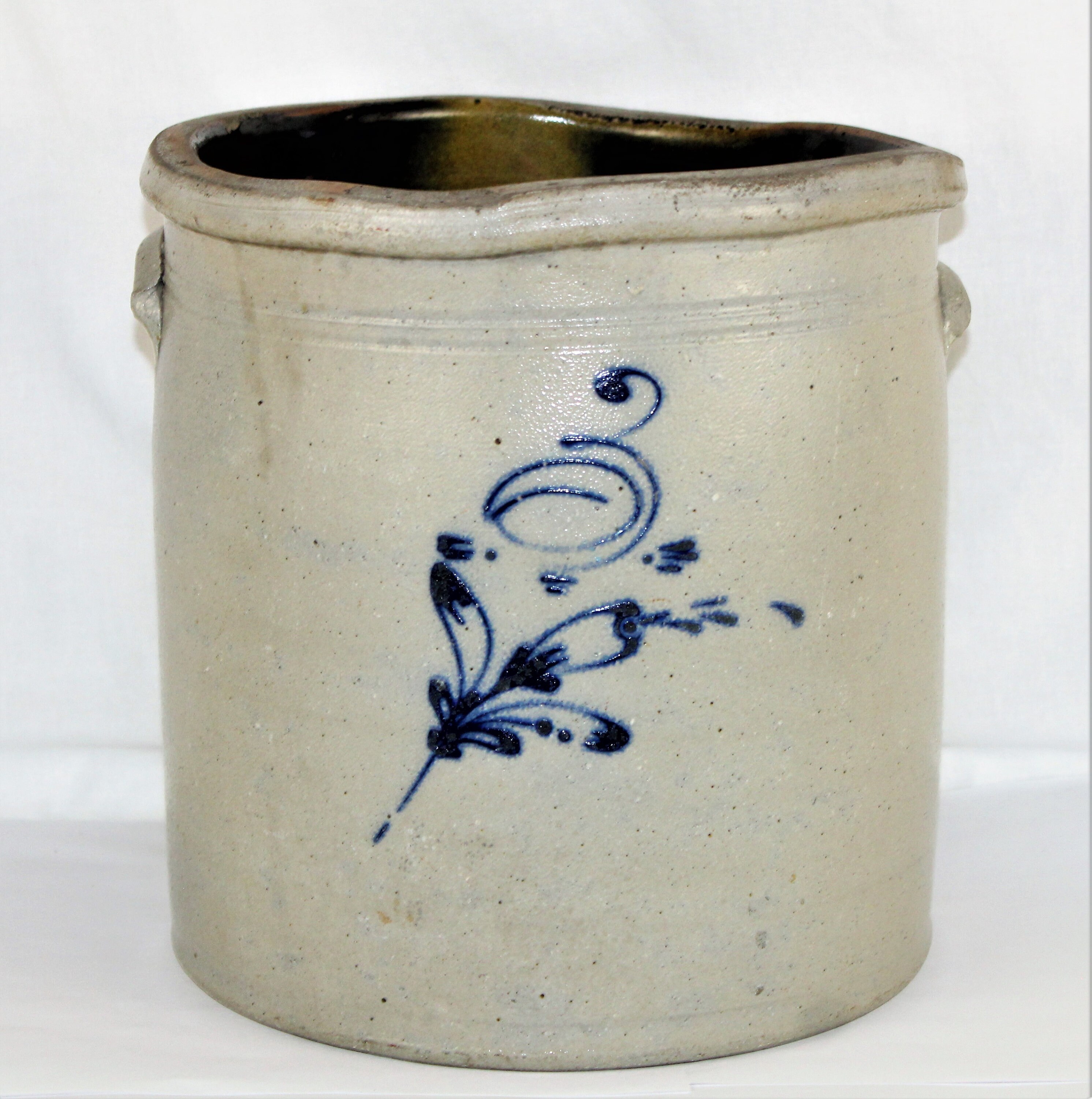 Antique 1880s Iowa Stoneware Three Gallon Crock