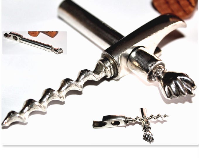 Vintage Corkscrew, Sterling Silver Corkscrew with Fig Fist