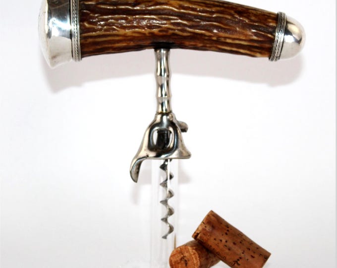 Antique Sterling Silver Corkscrew, Wine Bottle Opener