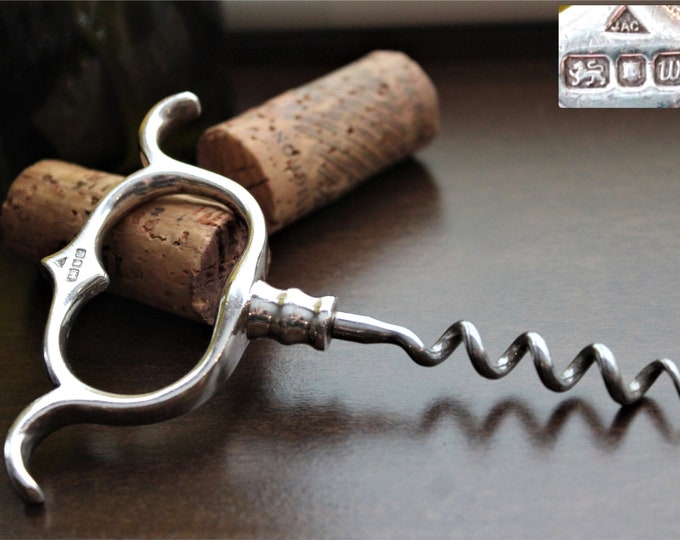 Sterling Silver Corkscrew, Wine Bottle Opener