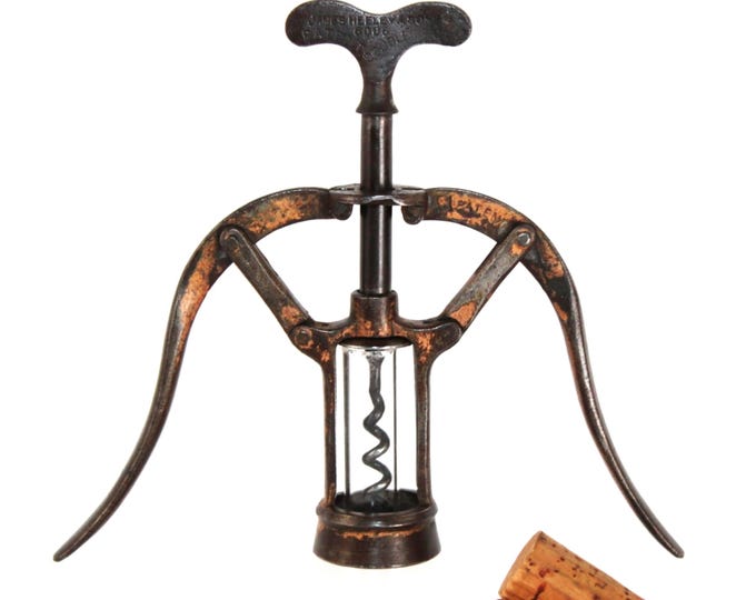 Antique 1888 James Heeley Double Lever Corkscrew, Wine Bottle Opener