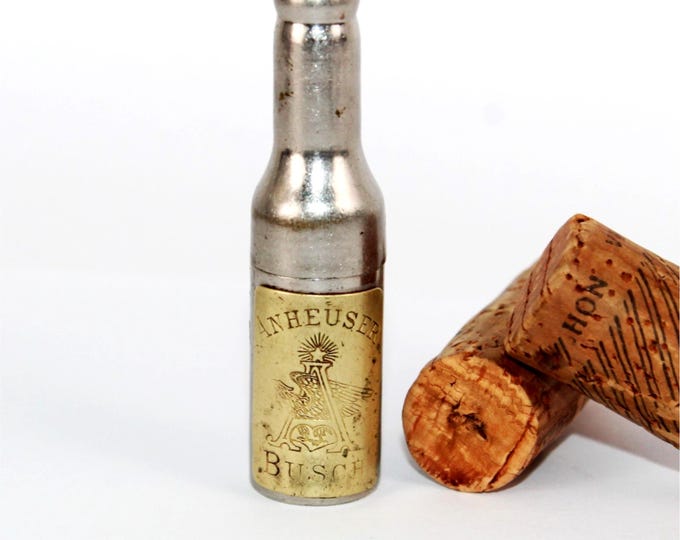 Antique 1890s, Anheuser Busch Bottle with Hidden Corkscrew, Breweriana, Beer Advertising