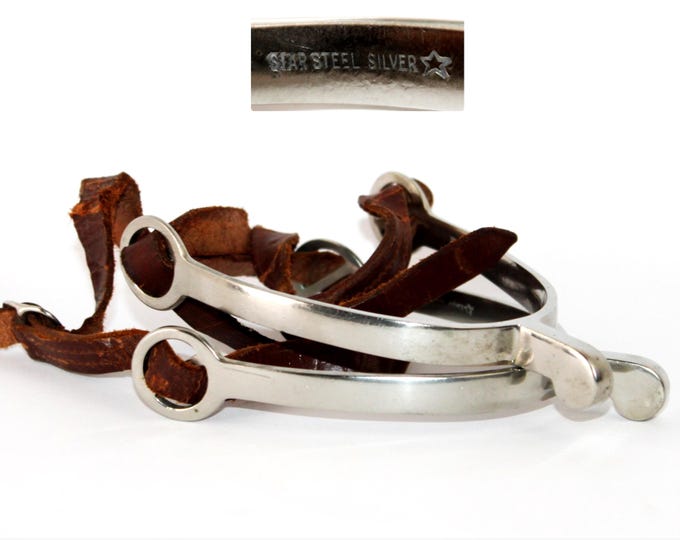 Antique August Buermann Spurs, Star Steel Silver, U.S. Cavalry Spurs