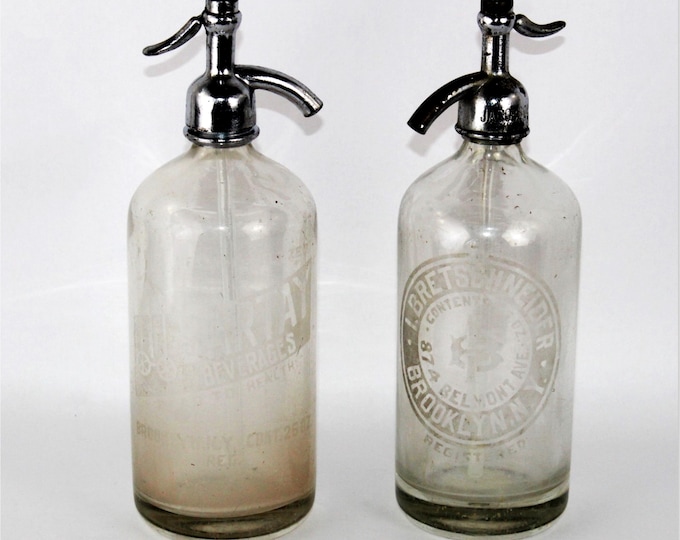 Vintage Czechoslovakian Seltzer Bottles: Antique Glass Barware for Carbonated Drinks & Home Decor