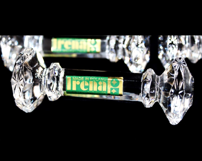 Vintage Irena Lead Crystal Glass Knife Rests from Poland - Elegant Formal Dining Table Accessories