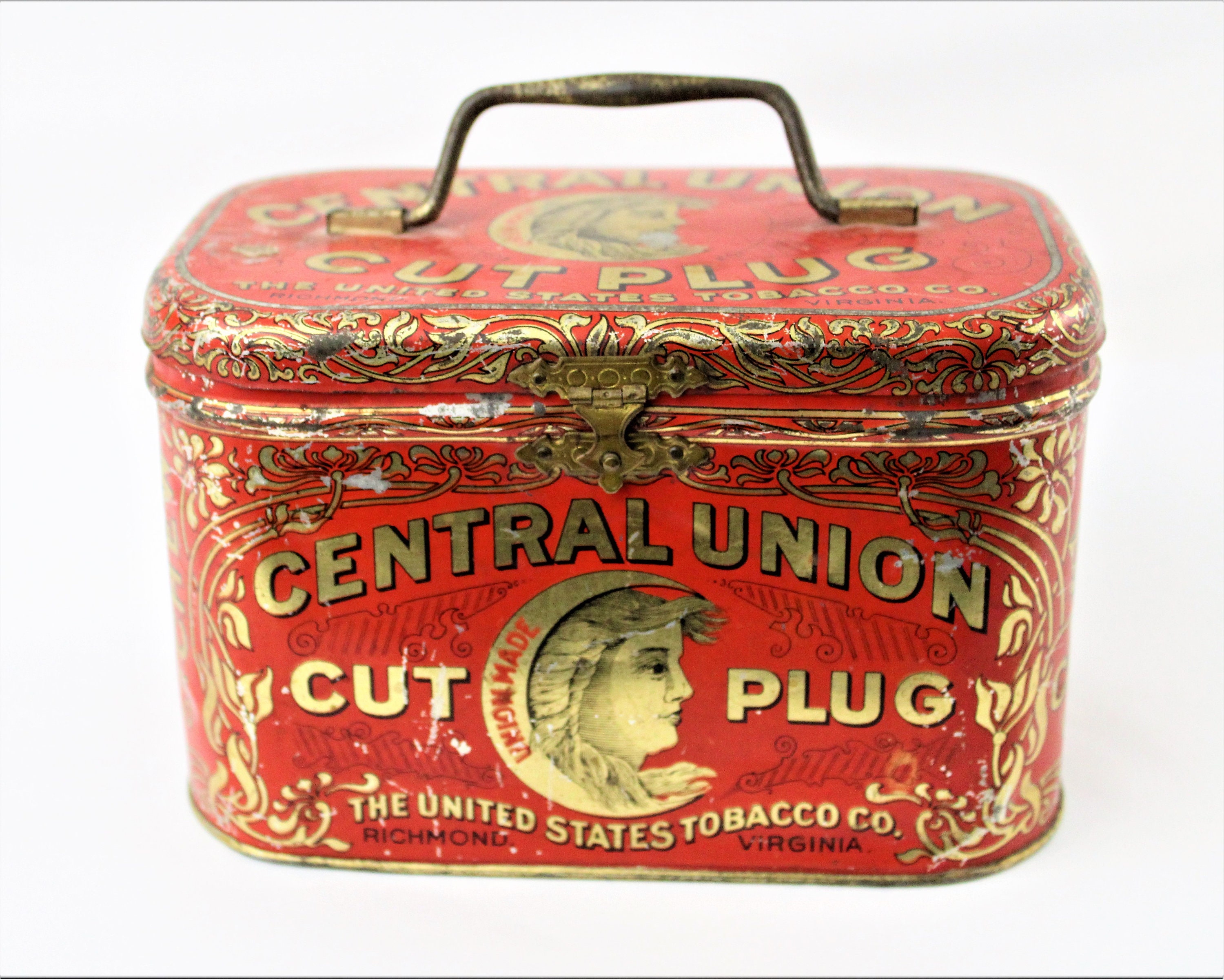 Antique Tobacco Tin / Central Union Tobacco / Tobacco Tin / Tobacciana