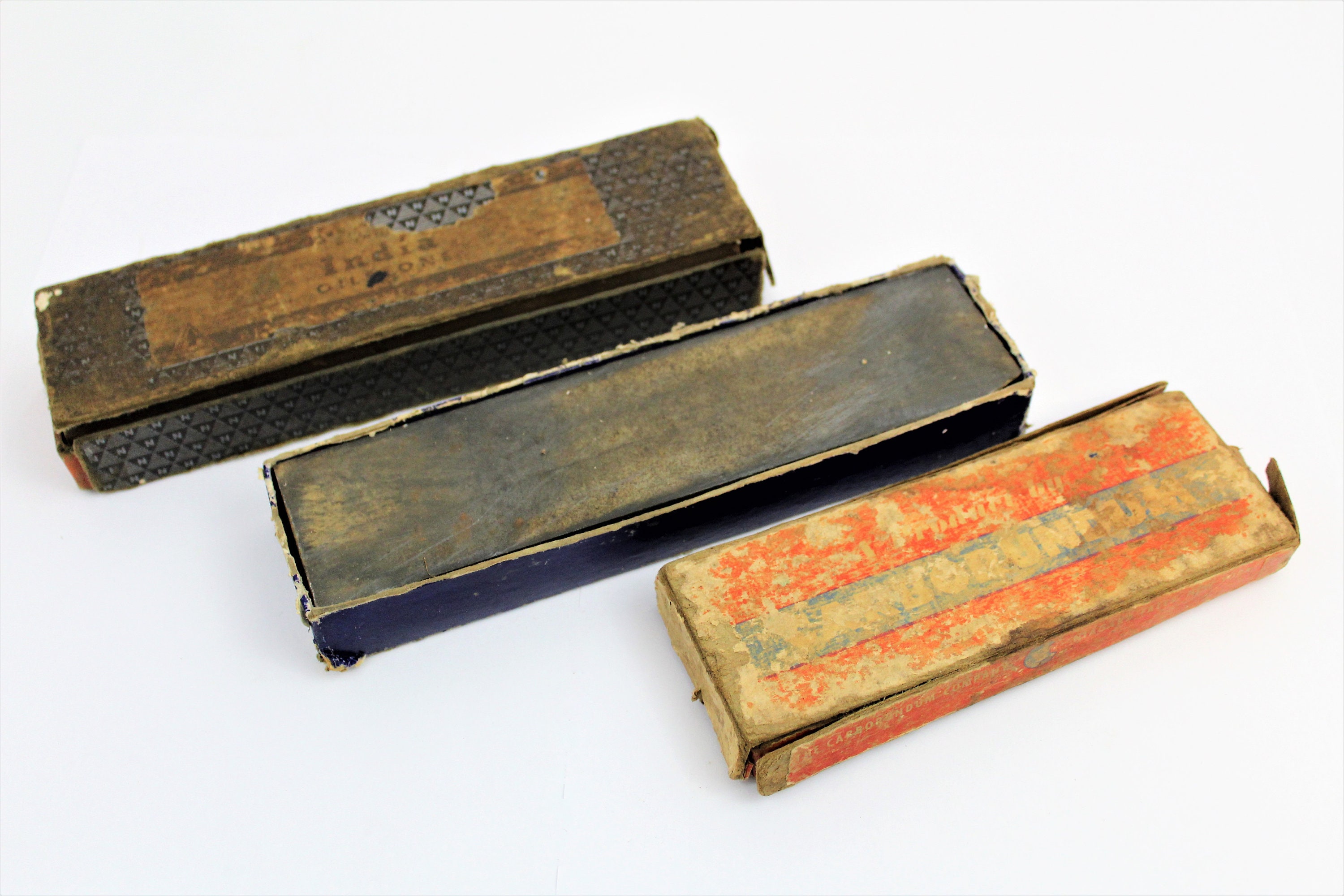 Three Vintage Oilstone, Sharpening Stone, Wet Stone, Knife Sharpening