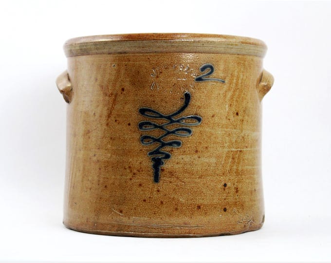 Antique 19th-Century J Fisher & Co. Blue Cobalt Crock - Lyons, NY Bee Sting Pottery Collectible