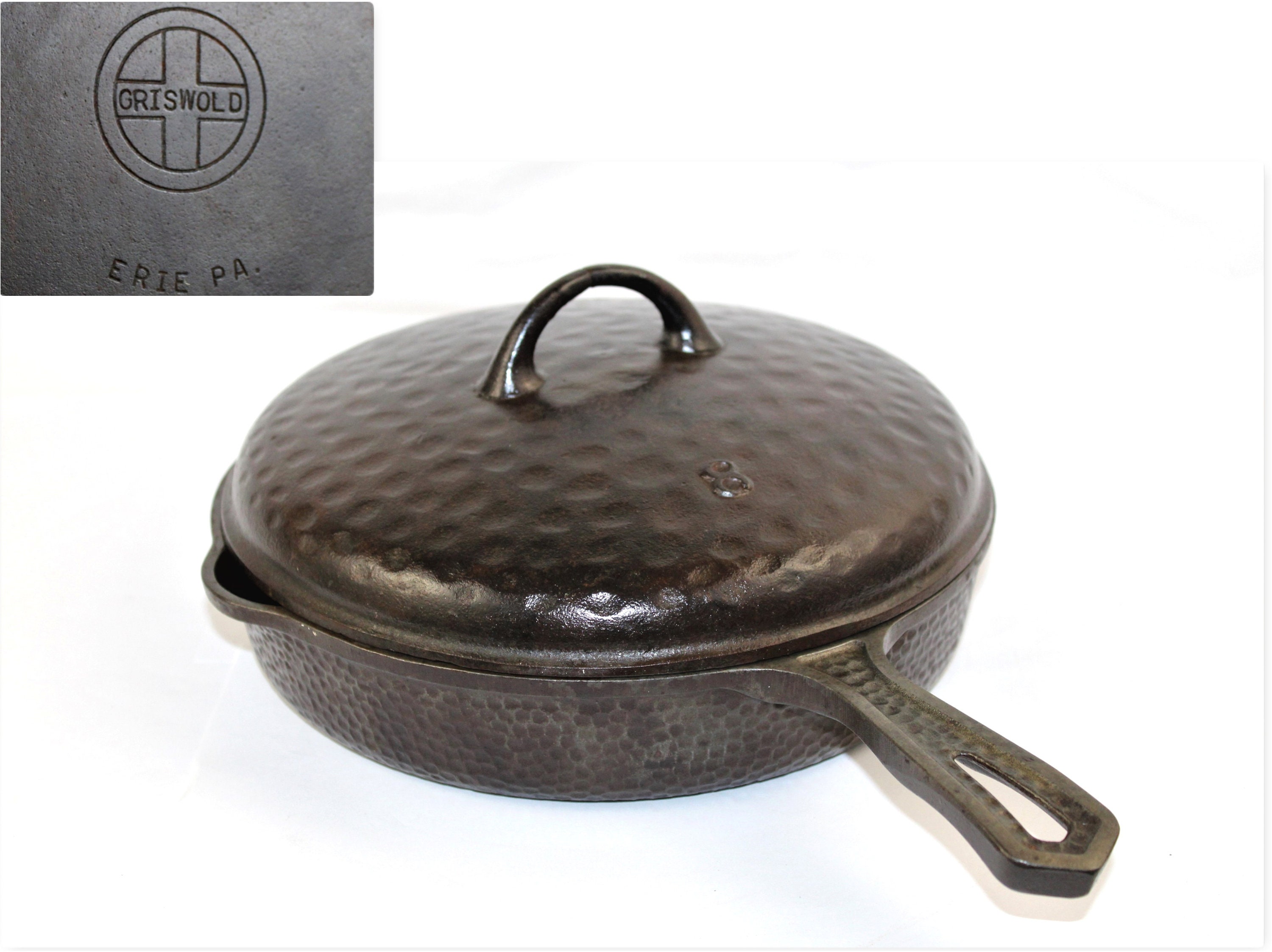 Griswold Cast Iron No 8 Chicken Fryer Skillet in a Hammered -  New  Zealand