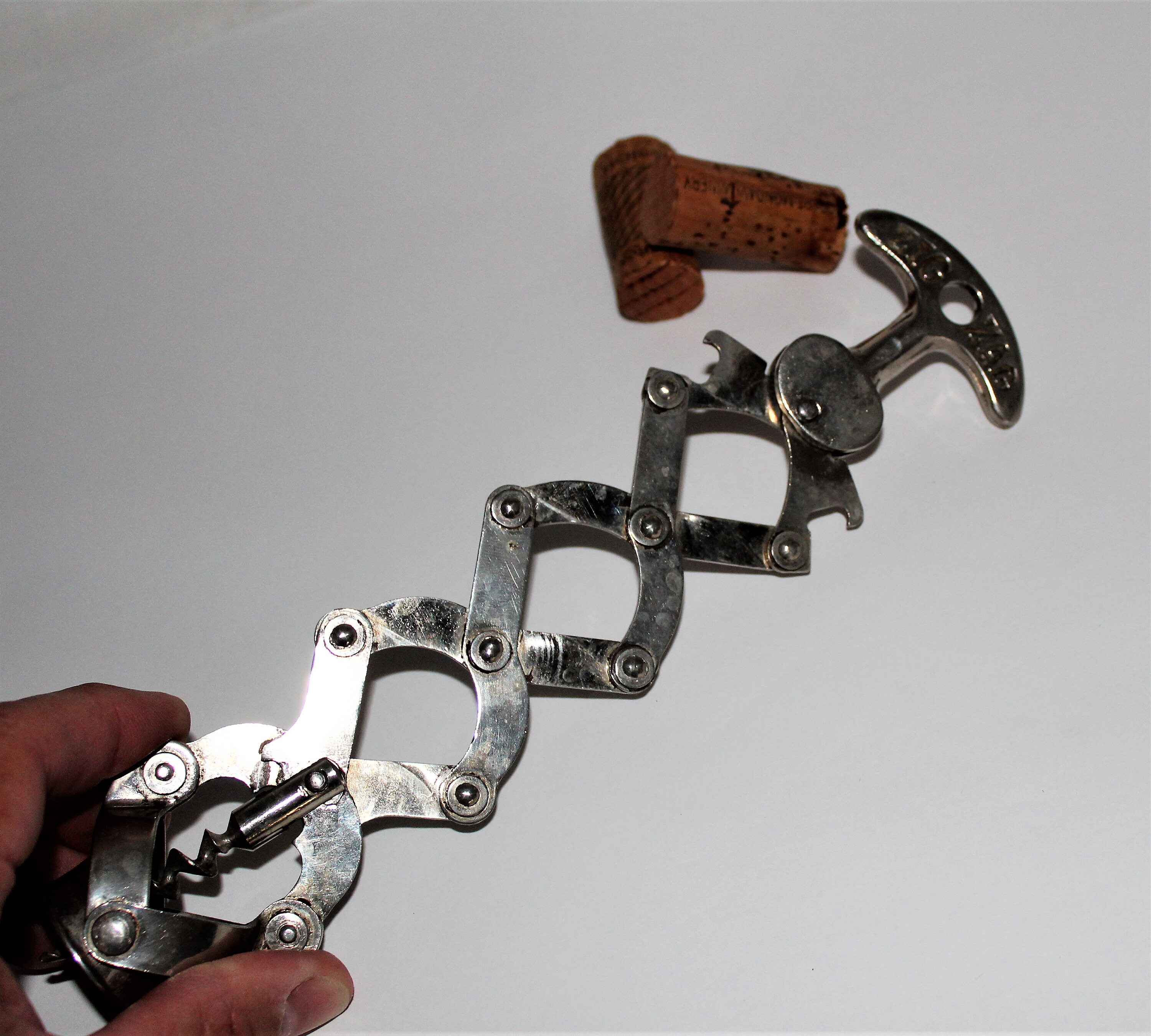 Vintage Corkscrew, French Zig Zag Concertina Corkscrew, Wine Opener