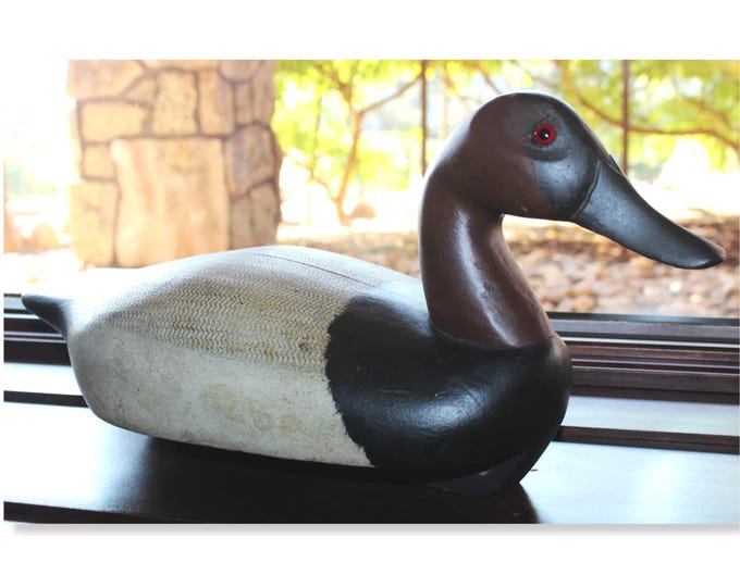 1960 Duck Decoy, Canvas Back Drake Duck Decoy, William Towner