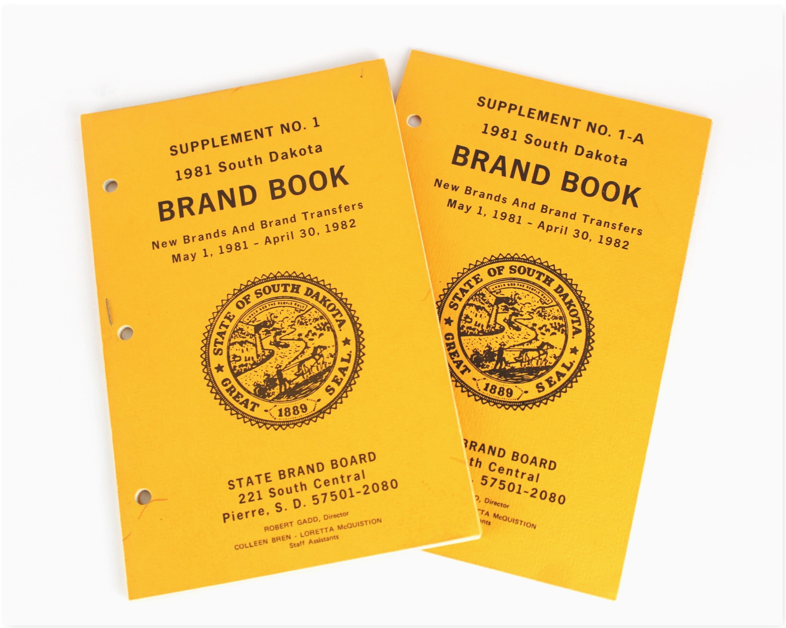 1981 South Dakota Brand Book Supplement 1 and 1A, Livestock Brand Book