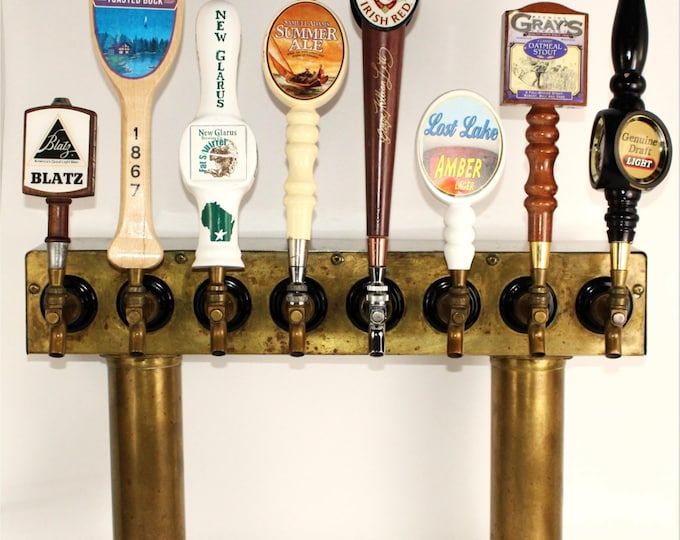 Vintage 8-Spigot Draft Beer Tower - Mid-Century Barware for Home Brew Enthusiasts & Pub Decor