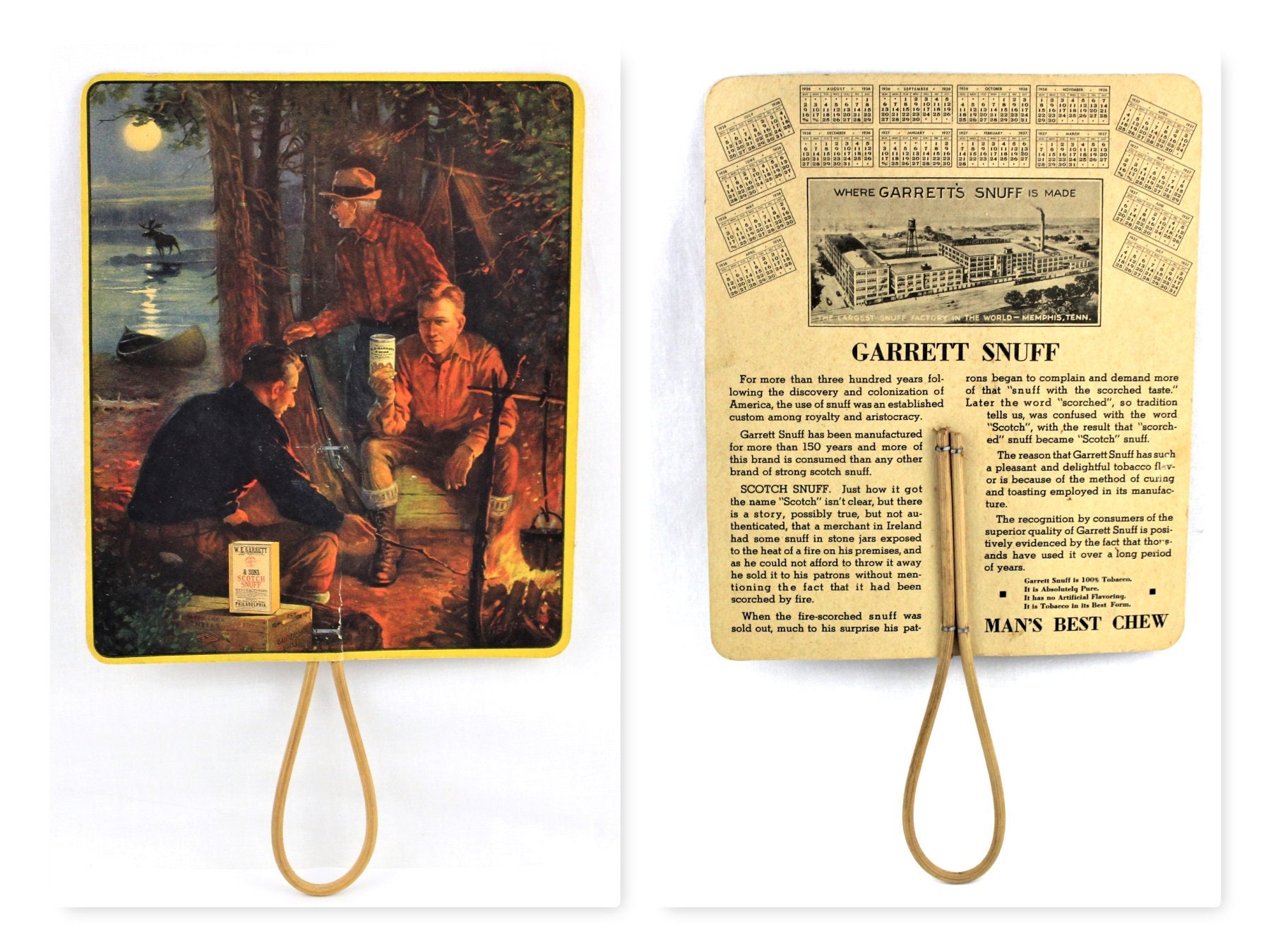 1936 Garrett Snuff Tobacco Advertising Hand Fan with 193637 Etsy