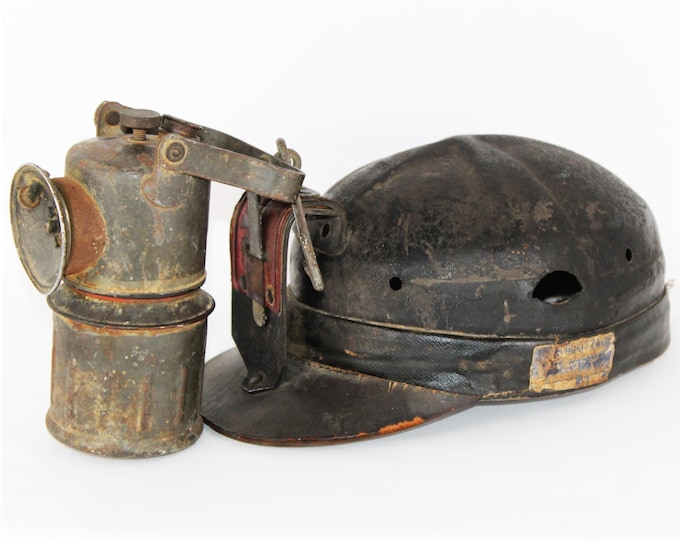 Vintage Coal King Miners Safety Cap with Justrite Carbide Lantern – TR Jones Company Memorabilia