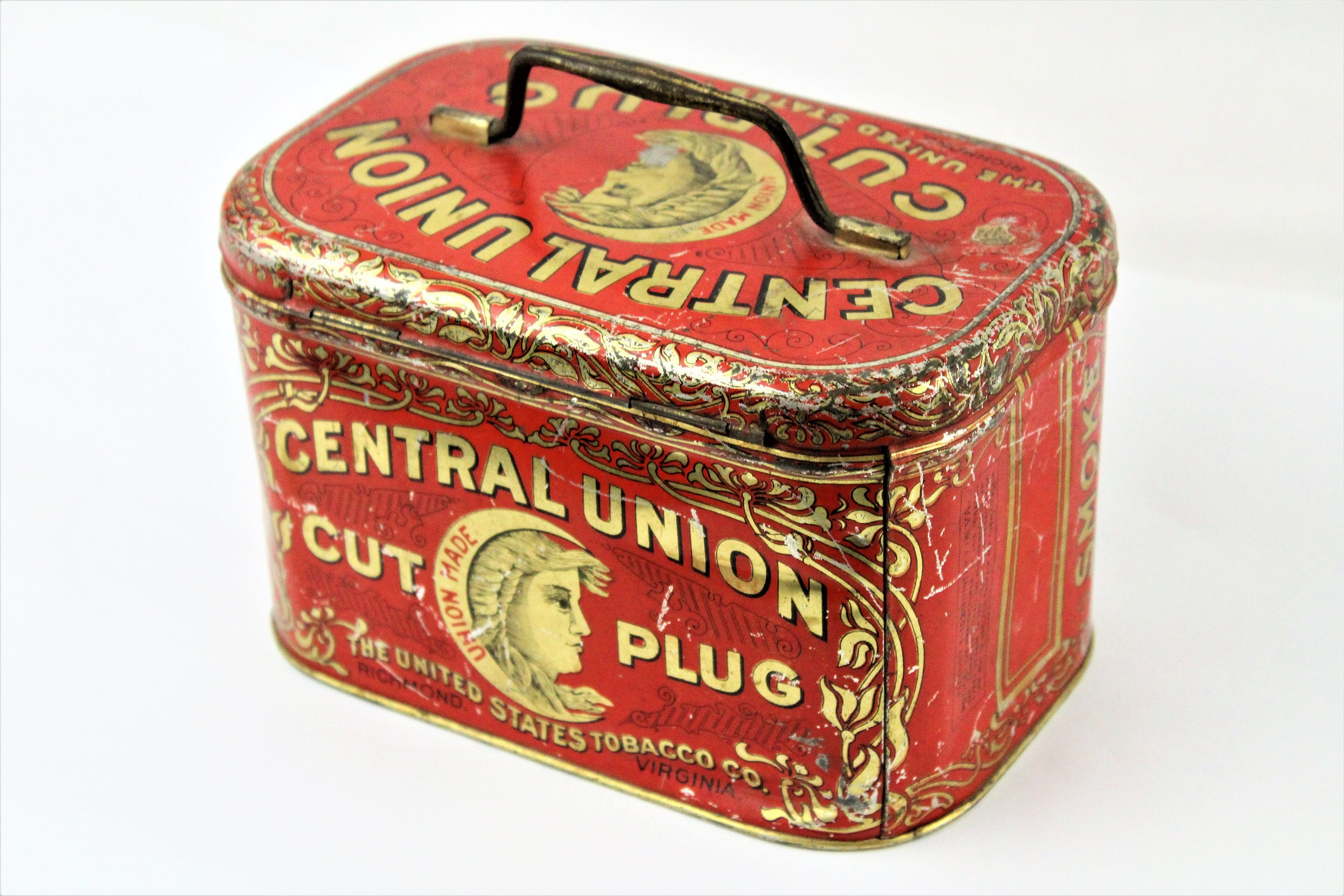 Antique Tobacco Tin / Central Union Tobacco / Tobacco Tin / Tobacciana