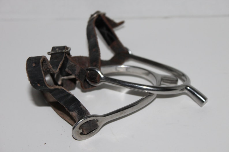 Vintage English Riding spurs Equestrian Spurs with Cow Hide Etsy