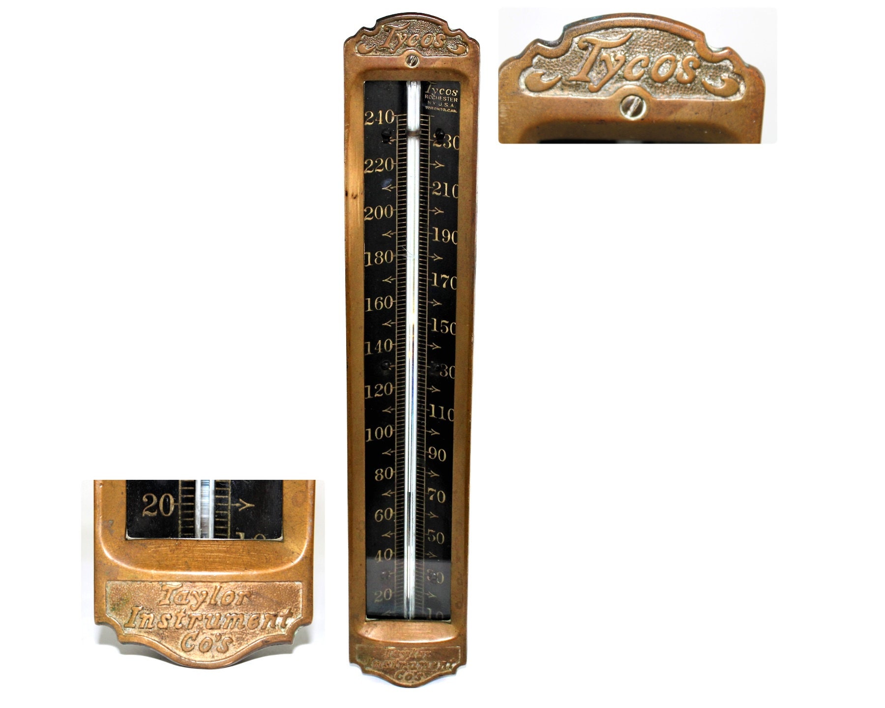 1913 Tycos Recording Thermometer Taylor Instrument Company 23600 Black