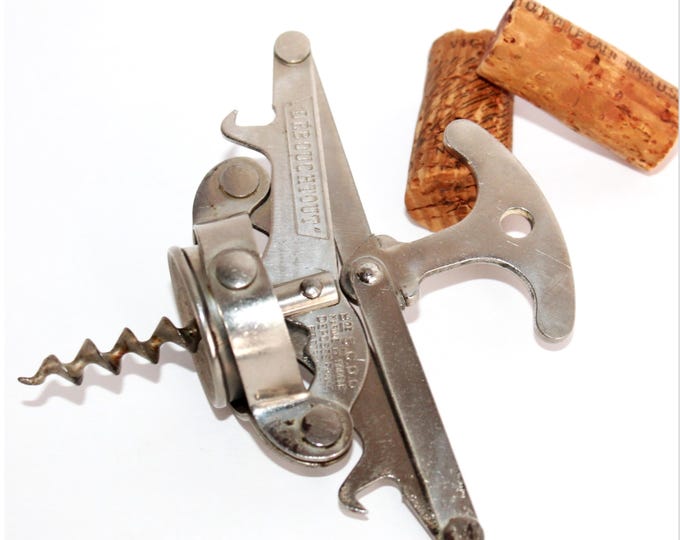 French Corkscrew, Debouchtout Concertina Corkscrew, 1930s Wine Bottle Opener