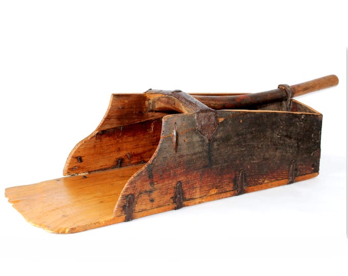 18th Century European Wooden Grain Scoop: Antique Primitive Farm Tool for Rustic Farmhouse Decor
