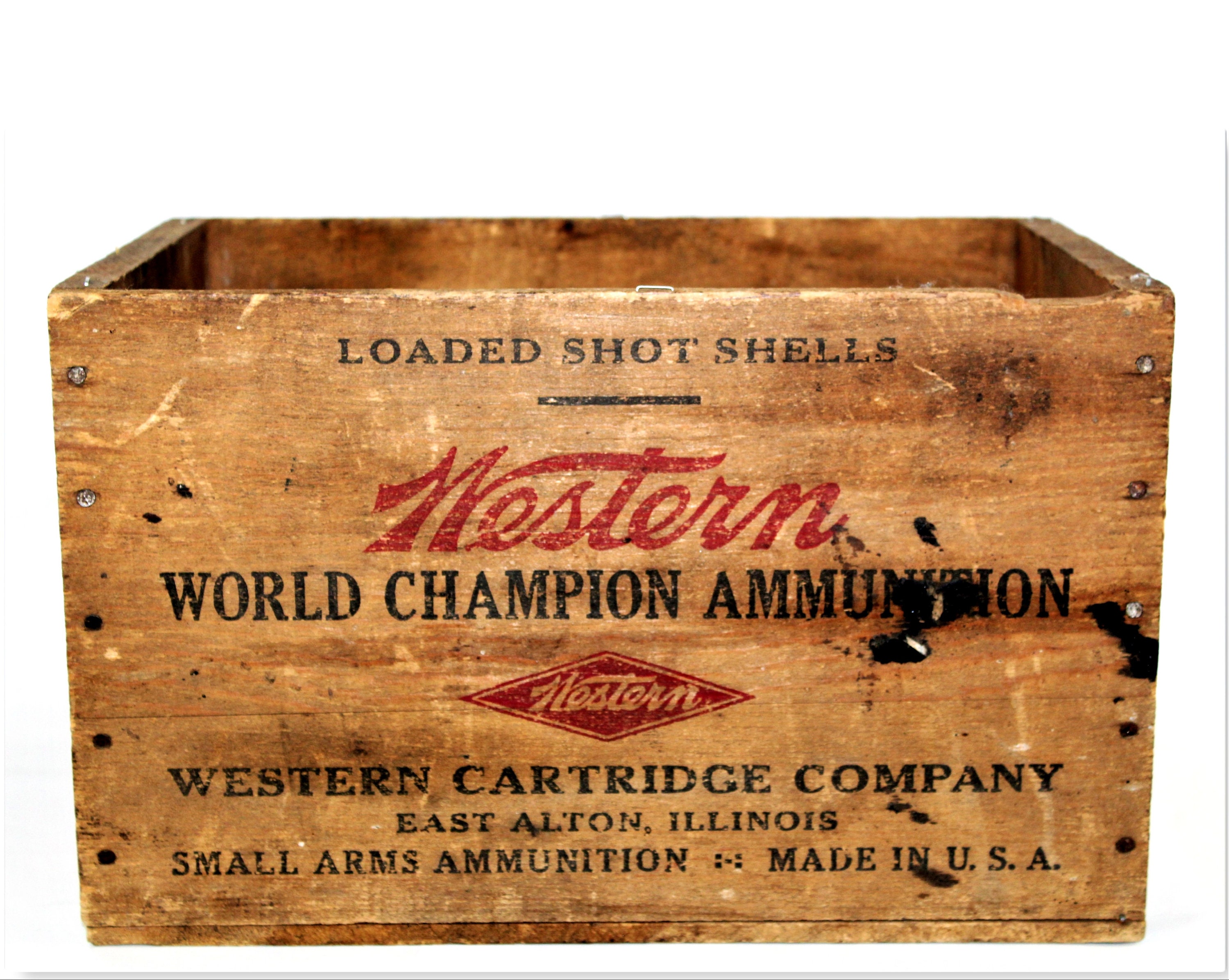 Vintage WESTERN CARTRIDGE CO. WORLD CHAMPION AMMUNITION Wood Crate A –  Get A Grip & More