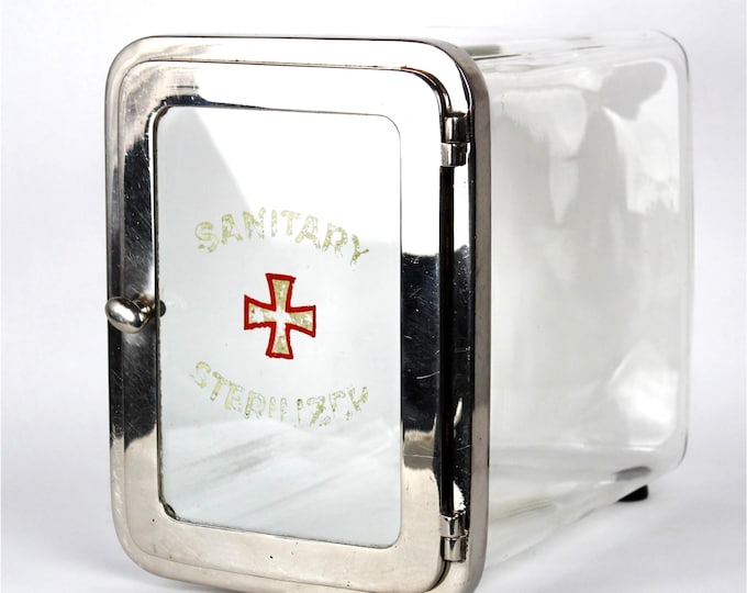 Antique Medical Glass Sanitary Sterilizer Box