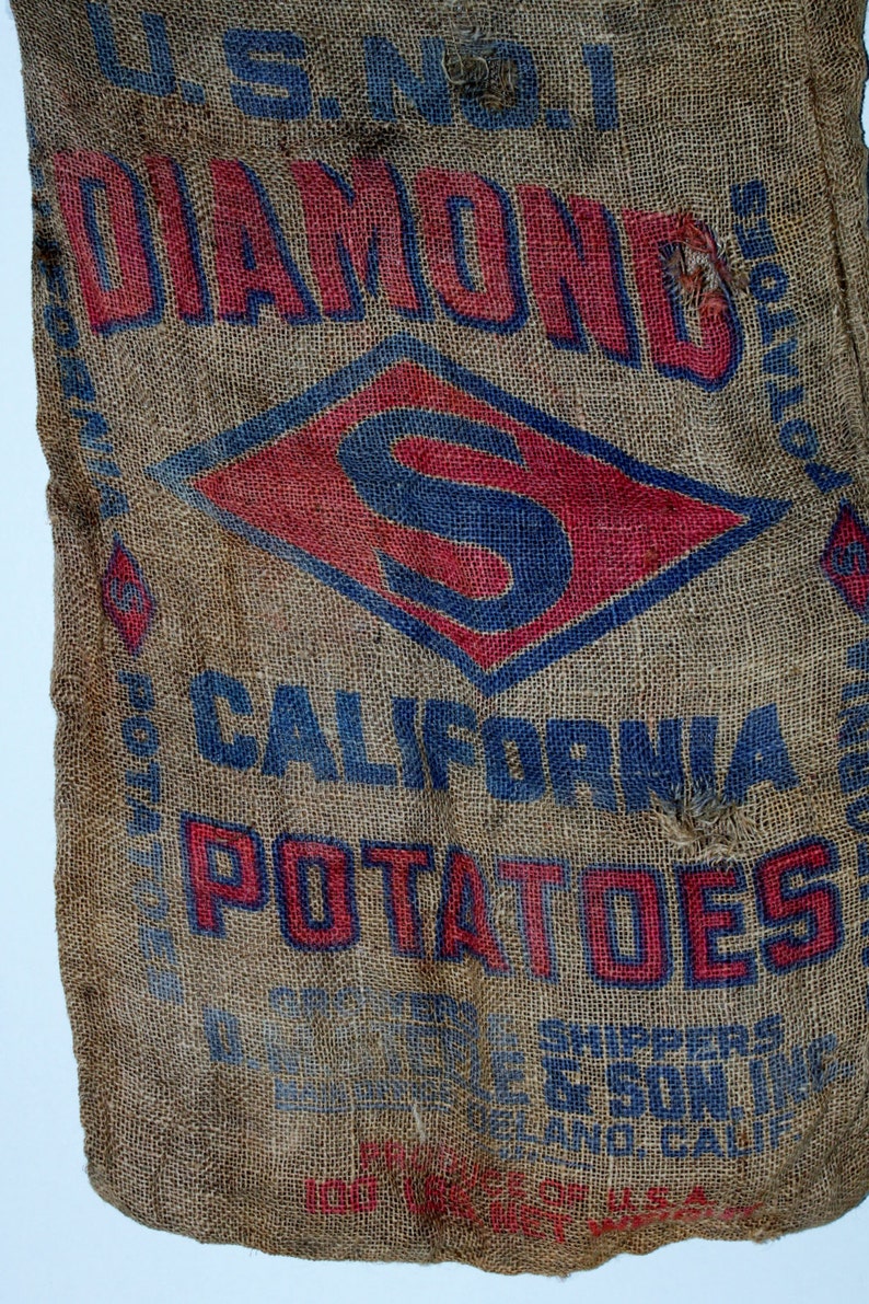 Vintage Burlap Sack / Diamond S California Potato Bag / Farm Etsy