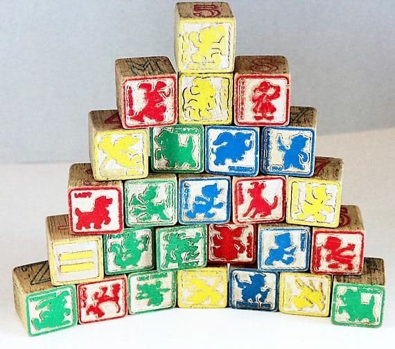 Vintage 26 Walt Disney Character’s, Children’s ABC Wooden Blocks