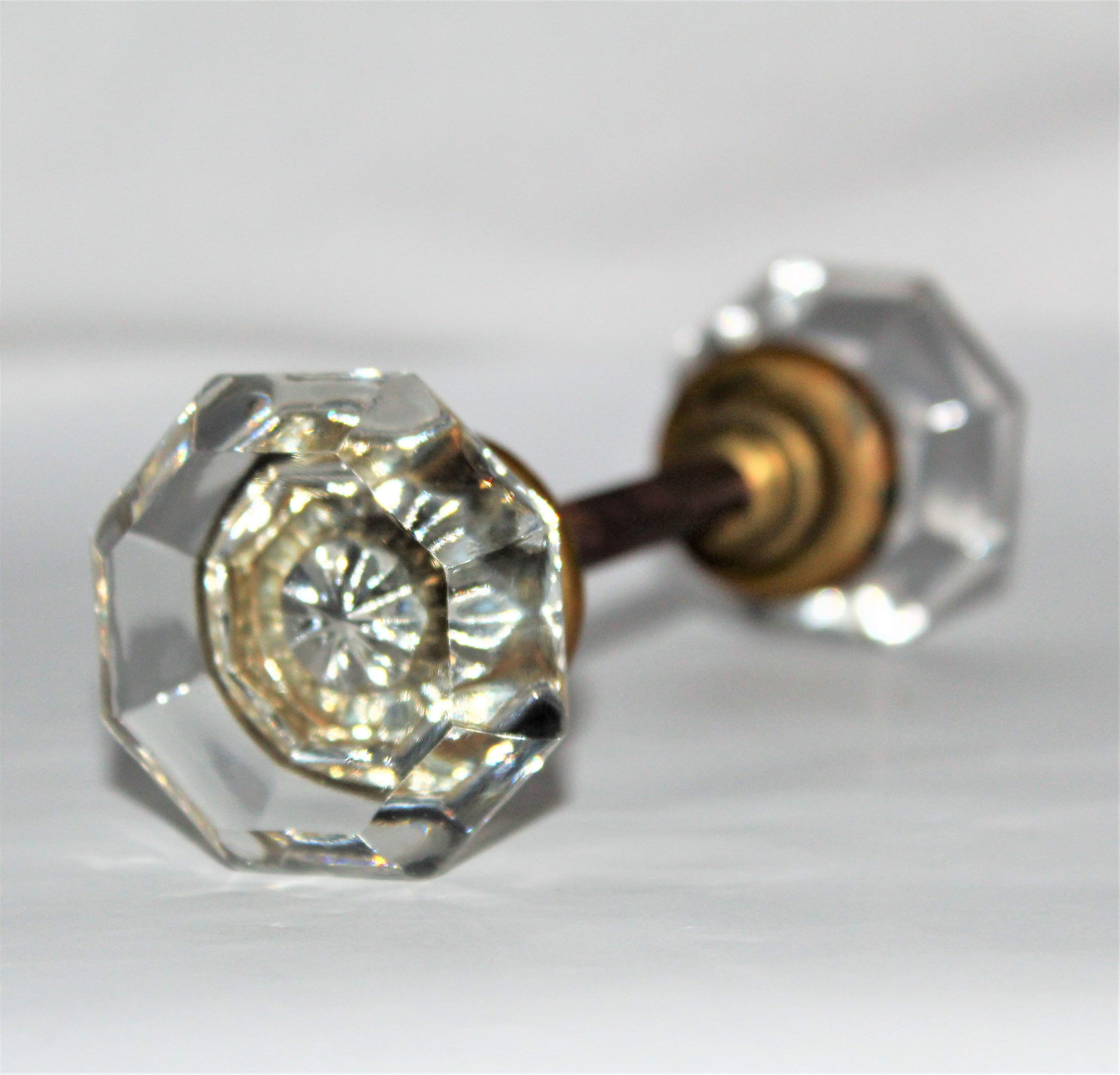 Antique Octagon Crystal Glass Door Knobs with Star Bullet Centers