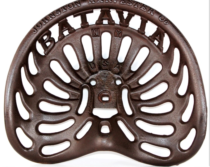 Antique Johnston Harvester Cast Iron Seat, Batavia NY, Horse-Drawn Farm Equipment