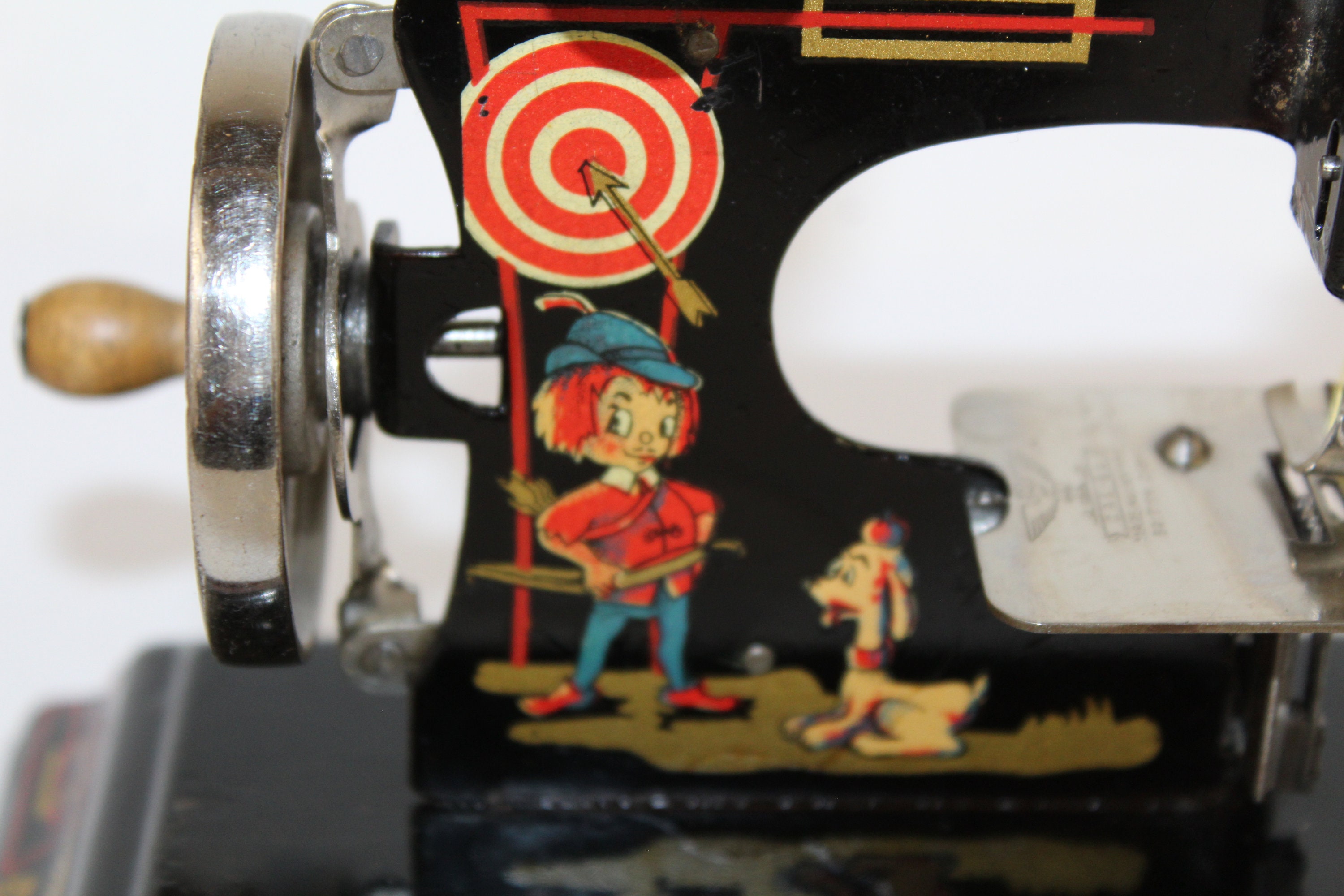 1940s German Casige Toy Sewing Machine, Casige Fairy Tale Model 121