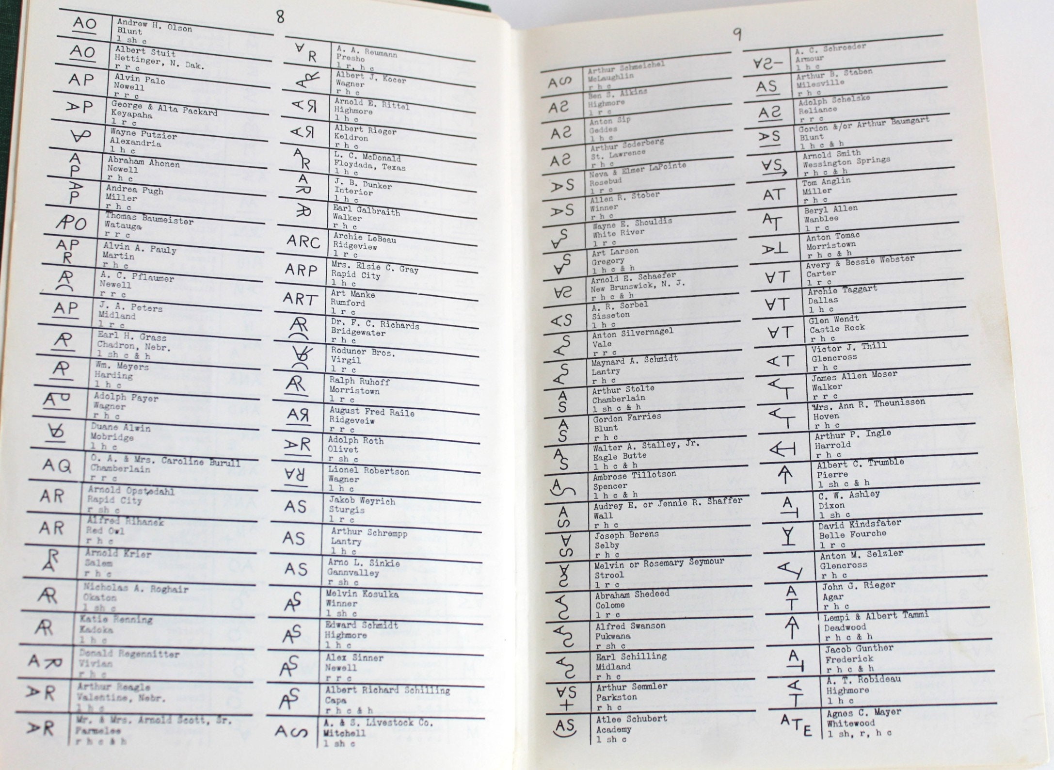 1955 South Dakota Brand Book, Livestock Brand Book, Cattle Brand Book