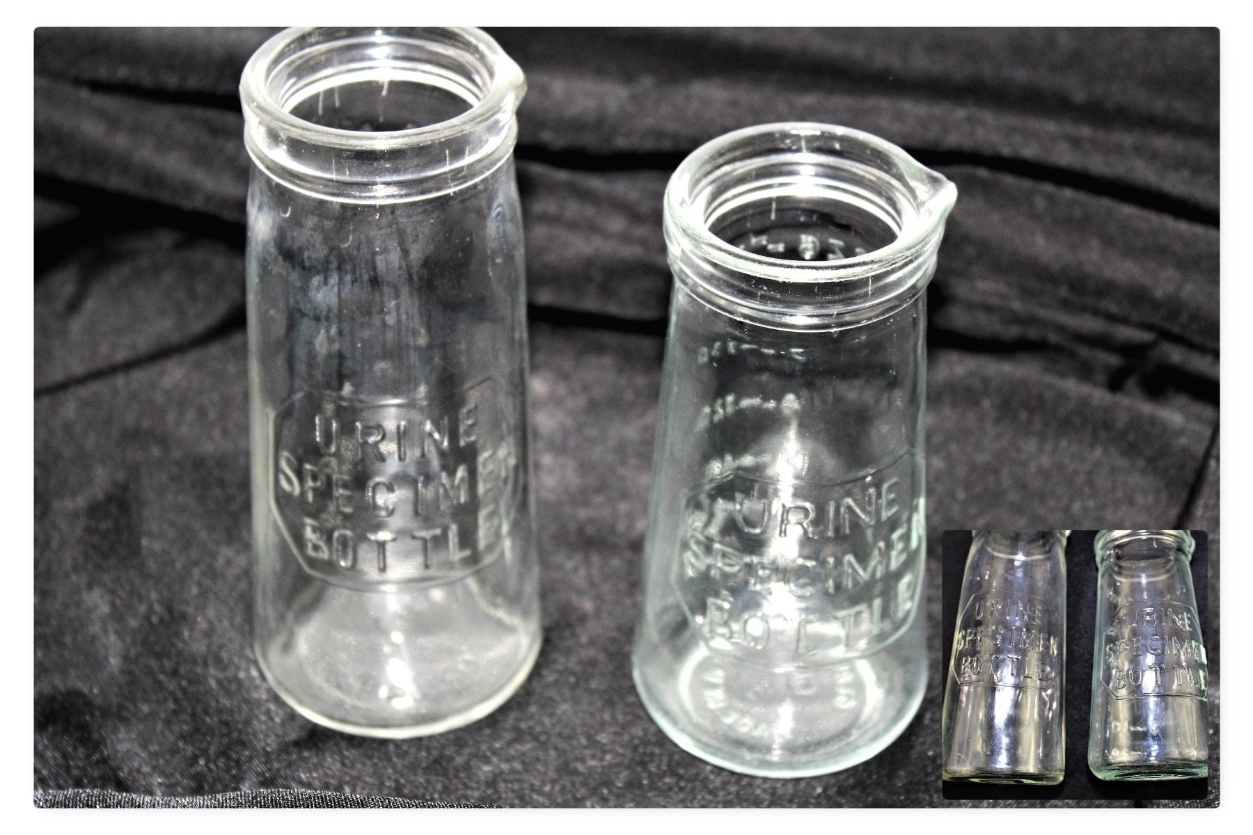 Vintage 1940s Glass Urine Specimen Bottles